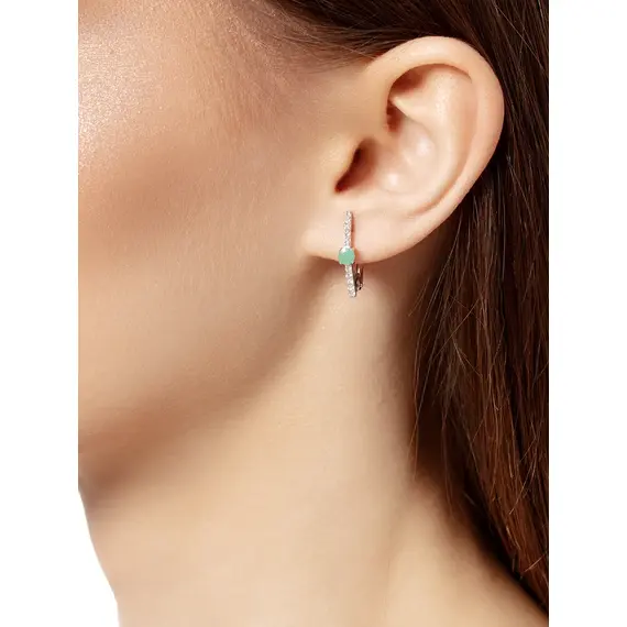 Серьги серебряные 925 проба с изумрудом, изображение 10