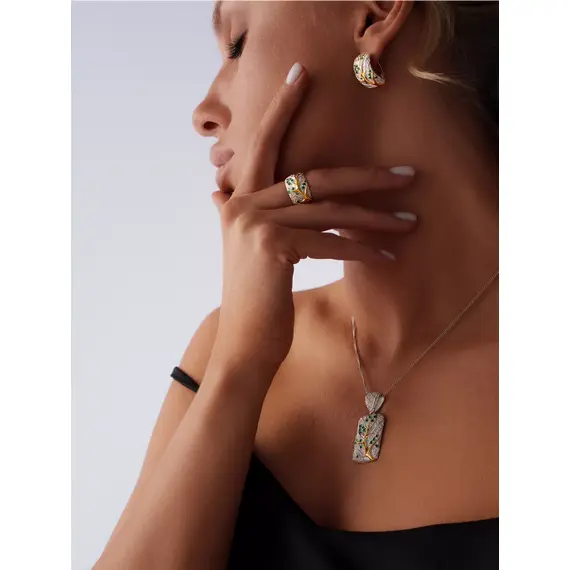 Серьги серебро 925 с нано-изумрудами, изображение 12