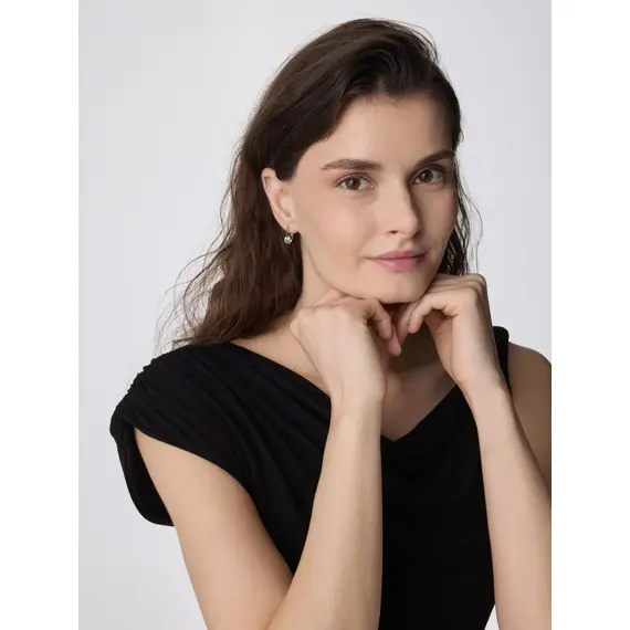 Серьги цветочки серебро 925 с изумрудом, изображение 12