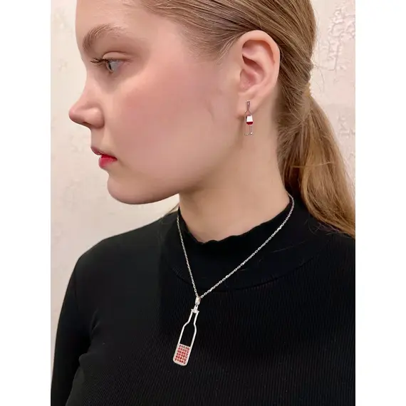 Серьги серебро вино бутылка и бокалы, изображение 13