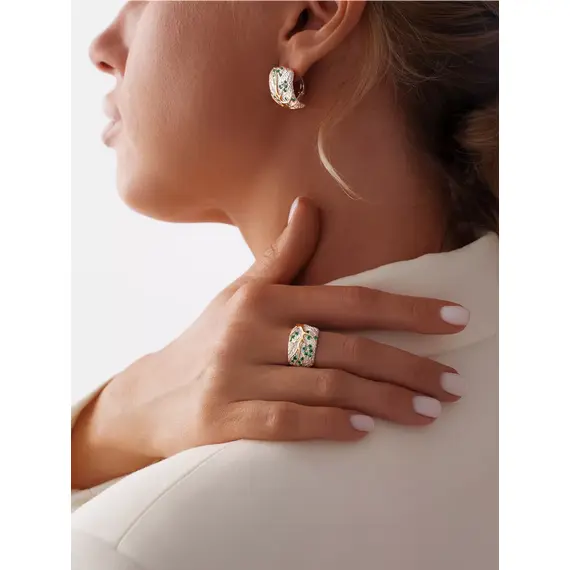 Серьги серебро 925 с нано-изумрудами, изображение 20