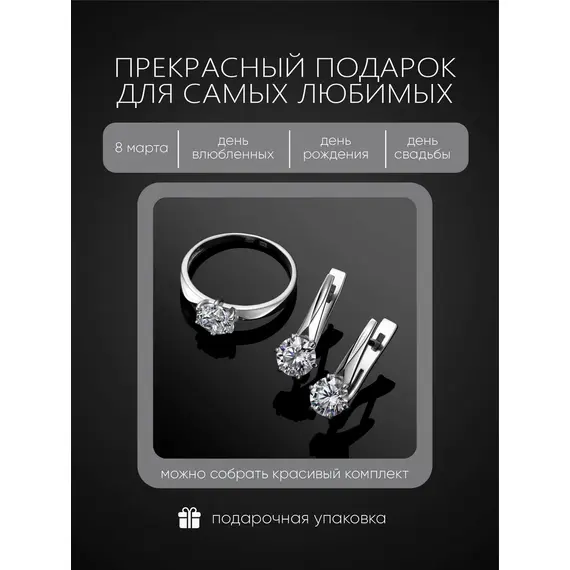 Серьги из серебра 925 пробы с бриллианитом, изображение 3