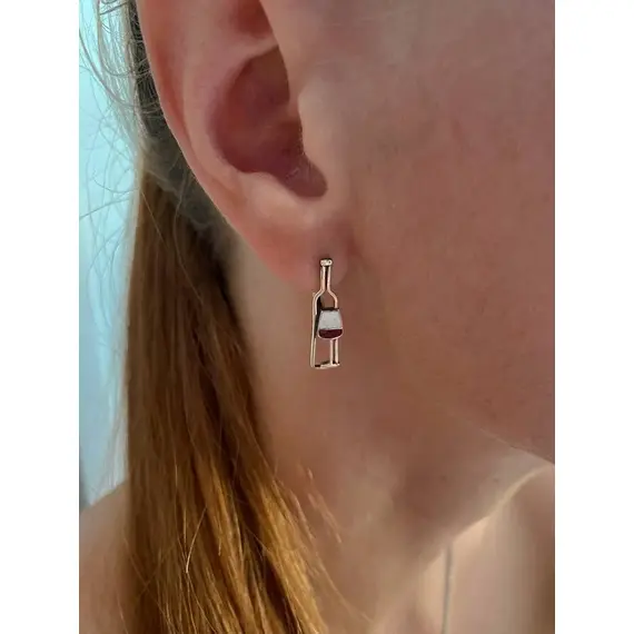 Серьги серебро вино бутылка и бокалы, изображение 5
