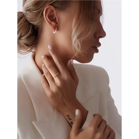 Серьги серебряные 925 проба с изумрудом, изображение 7