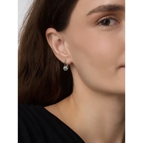 Серьги цветочки серебро 925 с изумрудом, изображение 8