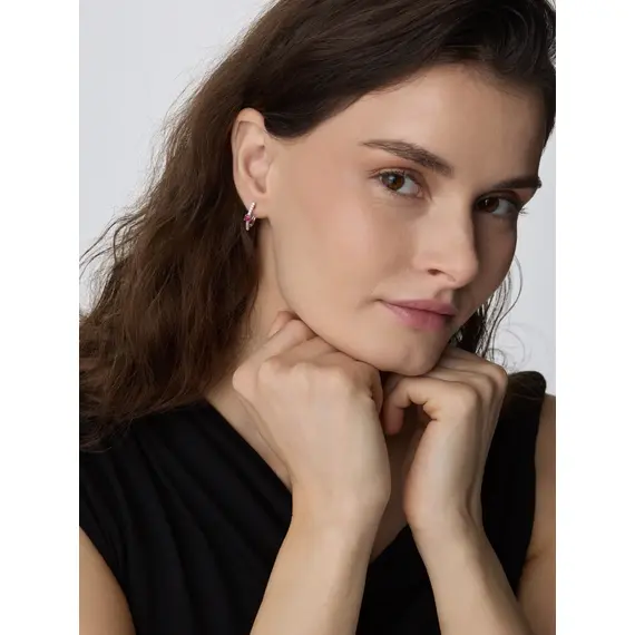 Серьги серебряные 925 проба с рубином, изображение 8