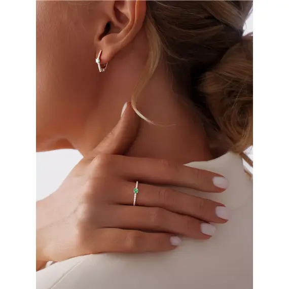 Серьги серебряные 925 проба с изумрудом, изображение 8