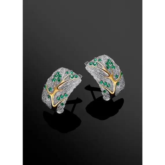 Серьги серебро 925 с нано-изумрудами, изображение 9