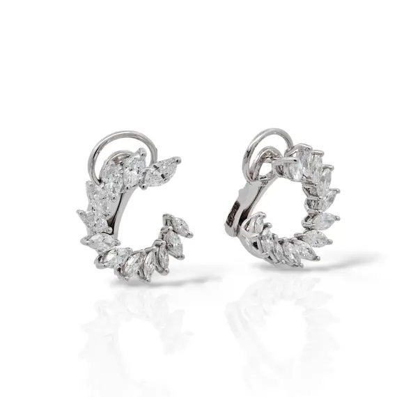 Серьги с бриллиантами из белого золота 750, изображение 2