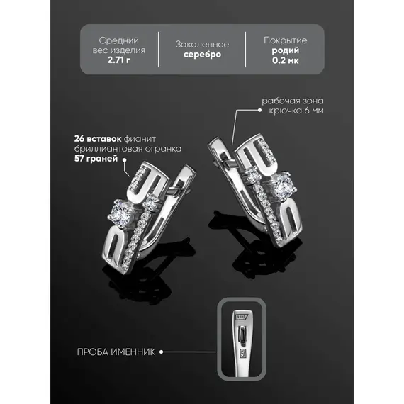 Серьги из серебра 925 пробы, изображение 3