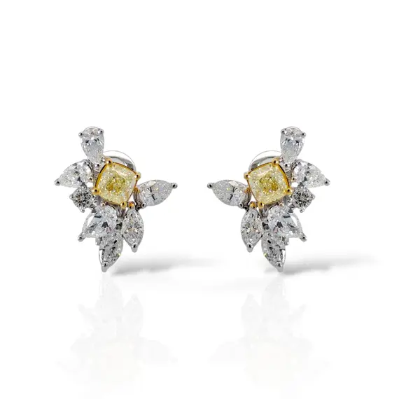 Серьги с бриллиантами FANCY из белого золота 750