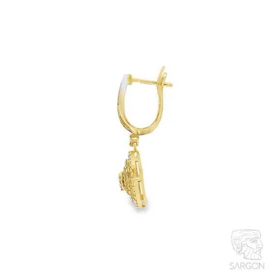 Серьги с бриллиантами из желтого золота 585, изображение 5