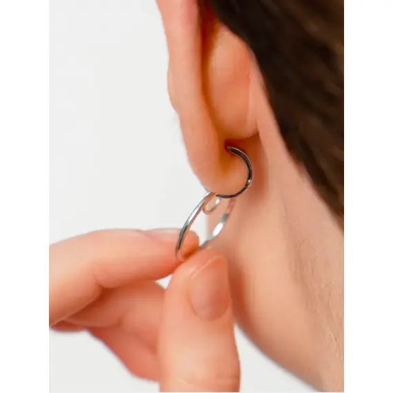 Серьги кликеры с кольцами из серебра 925 пробы, изображение 4