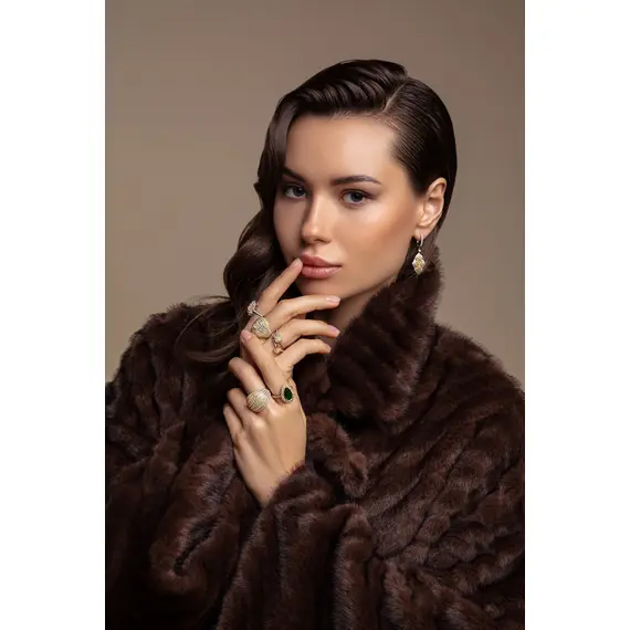 Кольцо с изумрудом и бриллиантами Fancy из белого золота 750, изображение 5