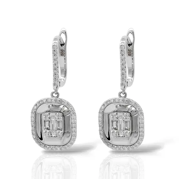 Серьги с бриллиантами из белого золота 585