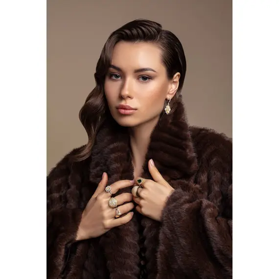 Кольцо с изумрудом и бриллиантами Fancy из белого золота 750, изображение 6