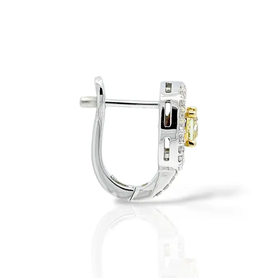 Серьги с бриллиантами fancy yellow из белого золота 585, изображение 3