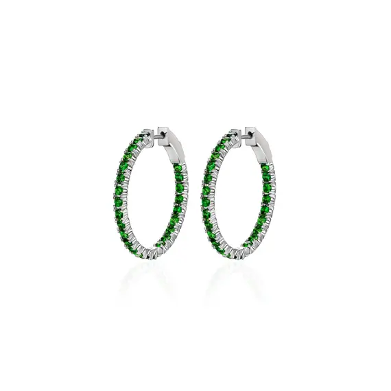 Серьги с цаворитами из белого золота 585