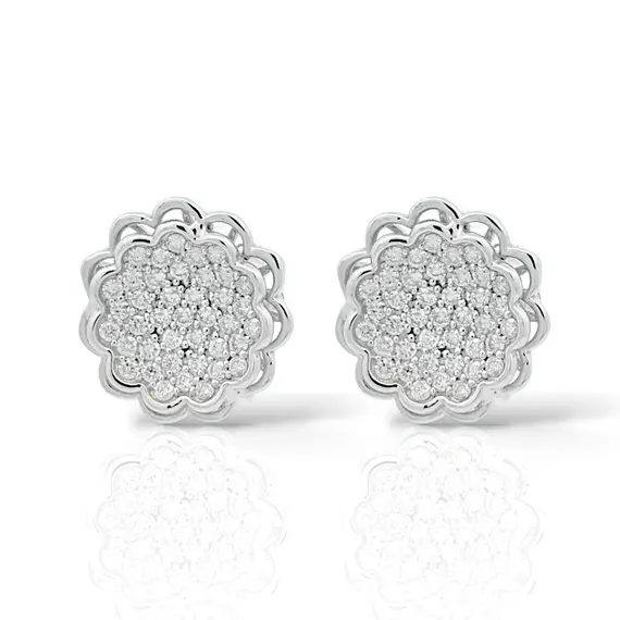 Серьги с бриллиантами из белого золота 585