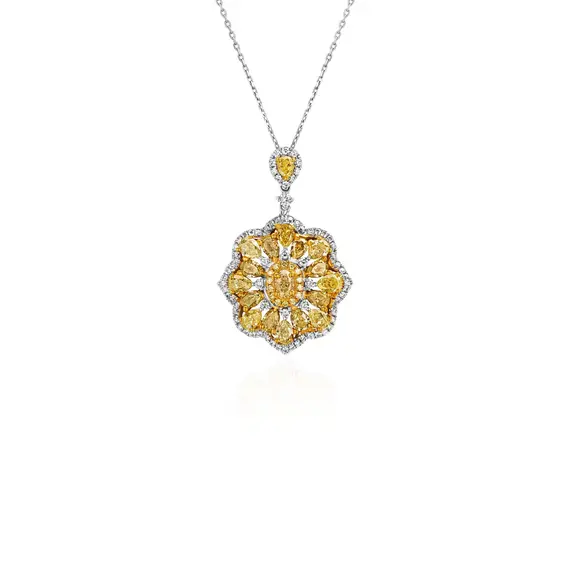 Колье с бриллиантами Fancy Yellow из белого золота 750