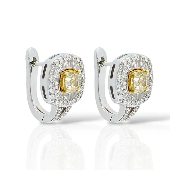 Серьги с бриллиантами fancy yellow из белого золота 585, изображение 5