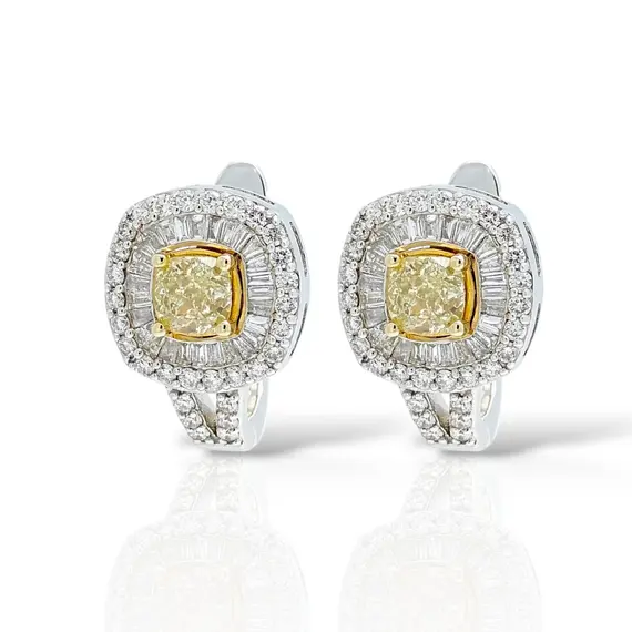 Серьги с бриллиантами fancy yellow из белого золота 585