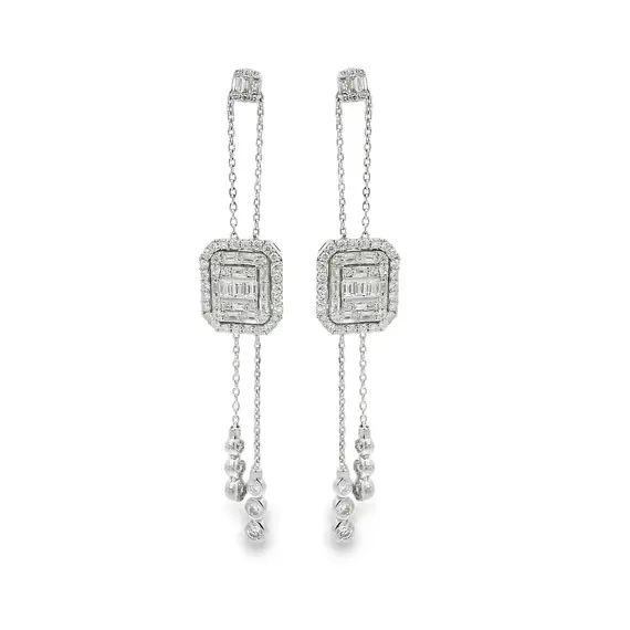 Серьги с бриллиантами из белого золота 585