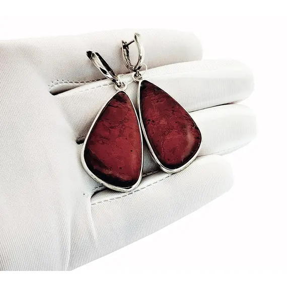 Серьги с яшмой серебро 925 проба, изображение 3
