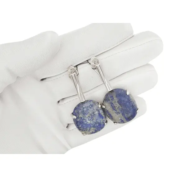Серьги с лазуритом серебро 925 проба, изображение 3