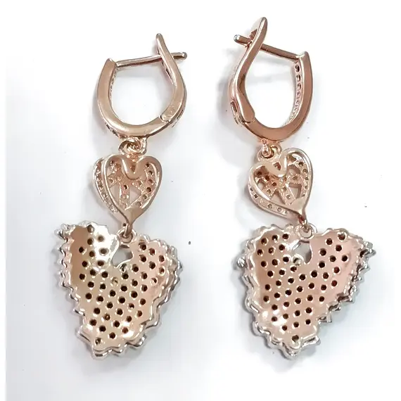 Серьги, ювелирные, серебро 925, вставка фианиты, с позолотой, изображение 3