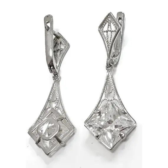 Ювелирные серьги из серебра с фианитами, изображение 3