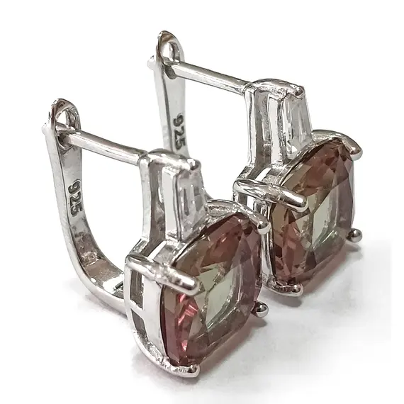 Ювелирные серьги из серебра с султанитом, изображение 2