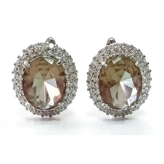 Серьги из серебра с натуральным камнем султанит