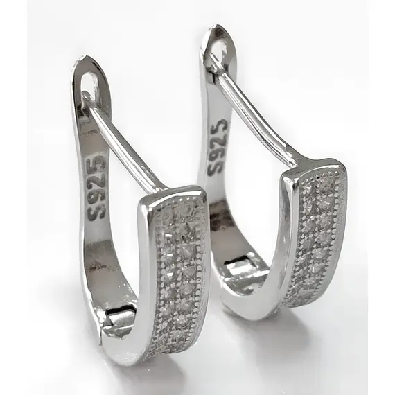 Серьги из серебра с фианитами, изображение 2