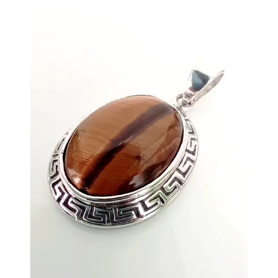 Подвеска серебряная Эстерелла, с тигровым глазом, проба 925/Ф, изображение 2