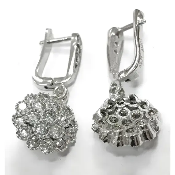 Ювелирные серьги из серебра 925 пробы с фианитами, изображение 3