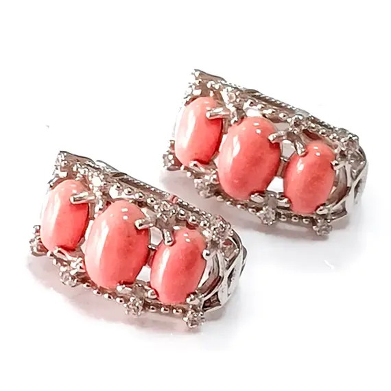 Серьги ювелирные, серебро, кораллы, изображение 3