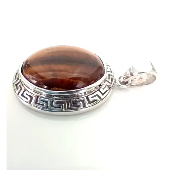 Подвеска серебряная Эстерелла, с тигровым глазом, проба 925/Ф, изображение 4
