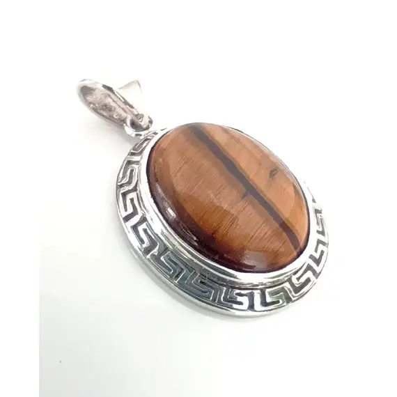 Подвеска серебряная Эстерелла, с тигровым глазом, проба 925/Ф, изображение 3
