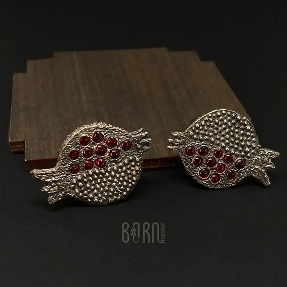 Серебряные запонки "Гранат", изображение 2