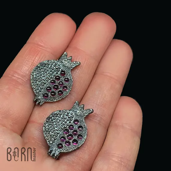 Серебряные запонки "Гранат", изображение 3
