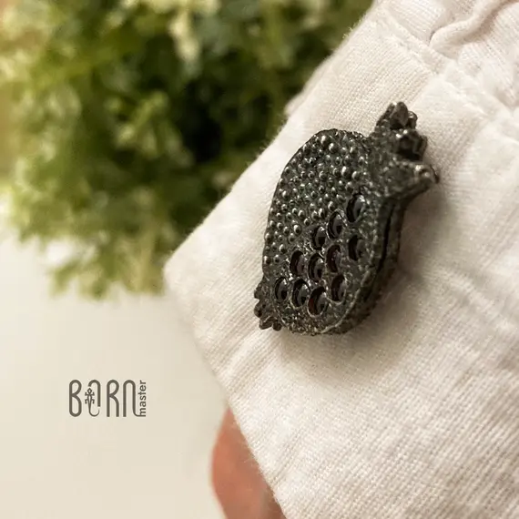 Серебряные запонки "Гранат", изображение 4