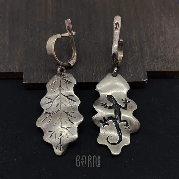 Серебряные серьги "Саламандра"