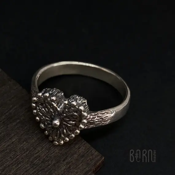 Серебряная печатка "Сердце", изображение 2
