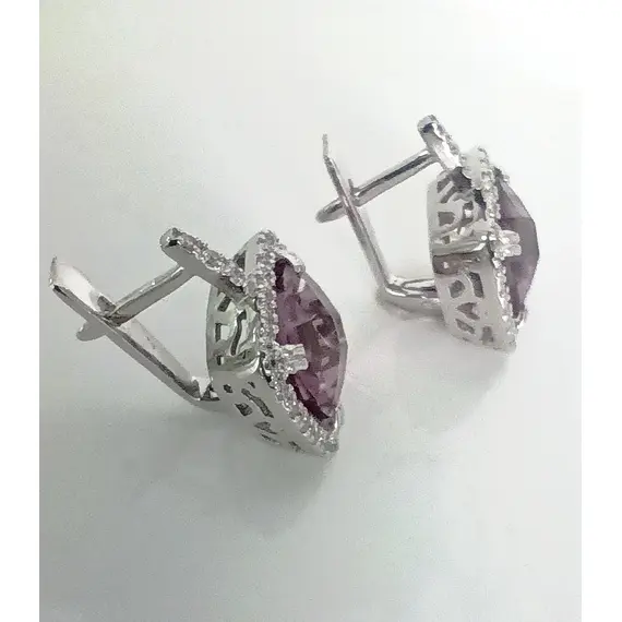 Серьги серебряные Эстерелла, 925 проба, с выращенным александритом и фианитом, изображение 4