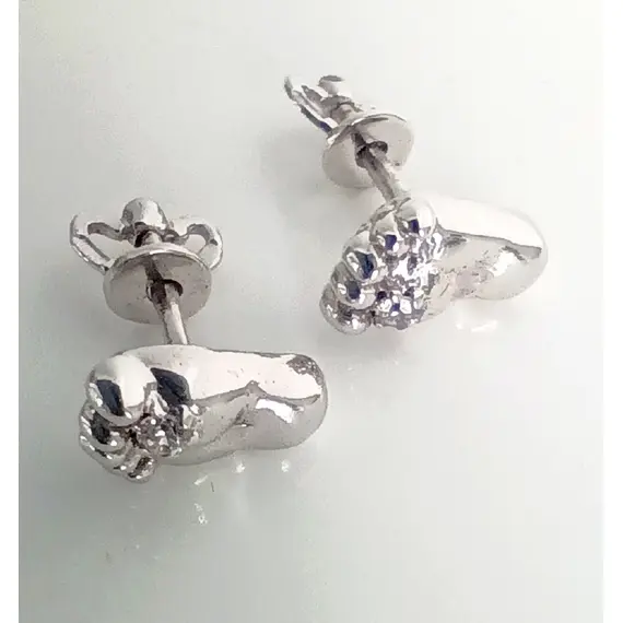 Серьги-пусеты Эстерелла, серебро, проба 925, родированные, с фианитом/Ф, изображение 4