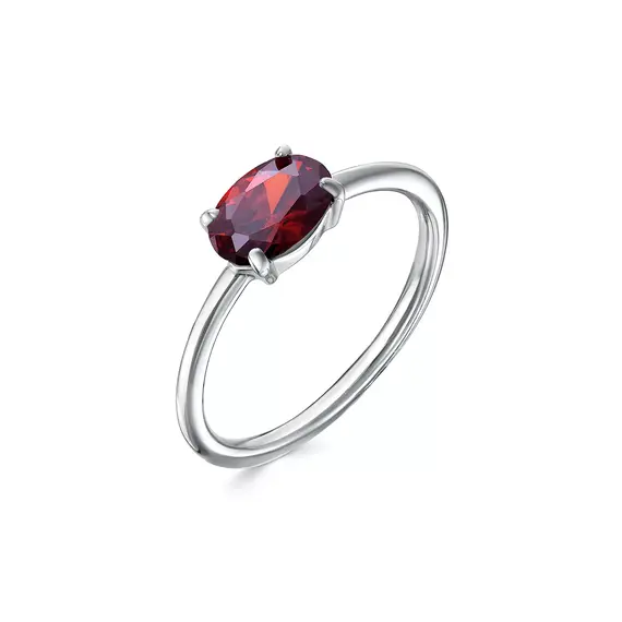 Серебряное кольцо с гранатом, Размер Кольца: 15