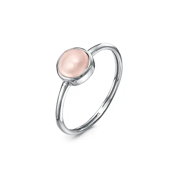 Серебряное кольцо Натуральный Rose Quartz, Размер Кольца: 16,5